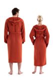 Unisex Kapşonlu 4 Kat Müslin Bornoz (Kiremit, S/M)