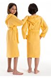 Kapşonlu Müslin Çocuk Bornoz Sarı 7-8 Yaş