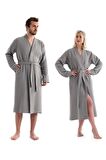 Unisex Kimono Müslin Bornoz + Havlu Seti Gri