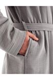 Unisex Kimono Müslin Bornoz + Havlu Seti Gri