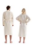 Unisex Kimono Müslin Bornoz + Havlu Seti Ekru