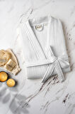 Unisex Kimono 4 Kat Müslin Bornoz (Beyaz, L/XL)