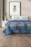 Patchwork Müslin Yorgan Mavi