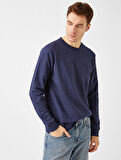Pamuklu Basic Bisiklet Yaka Uzun Kollu Sweatshirt
