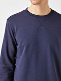 Pamuklu Basic Bisiklet Yaka Uzun Kollu Sweatshirt