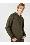 Erkek Yeşil Kapüsonlu Uzun Kollu Sweatshirt