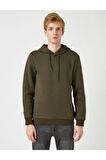 Erkek Yeşil Kapüsonlu Uzun Kollu Sweatshirt