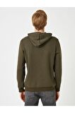 Erkek Yeşil Kapüsonlu Uzun Kollu Sweatshirt