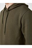 Erkek Yeşil Kapüsonlu Uzun Kollu Sweatshirt