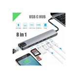 8 in 1 4K Type C USB 3.0 Hub HDMI RJ45 SDTF Adaptörü
