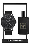 Aqua di Polo 1987 Gran Paradiso Black EDP 50 ml Parfüm ve Siyah Metal Saat Erkek Seti STCC021252