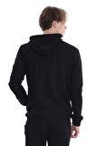 HILGARD Siyah Erkek Kapüşonlu ve Fermuarlı Baskılı Standard Fit Erkek Sweatshirt