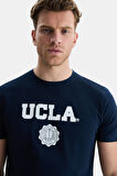 GAYLEY Lacivert Bisiklet Yaka Baskılı Standard Fit Erkek Tshirt