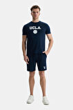 GAYLEY Lacivert Bisiklet Yaka Baskılı Standard Fit Erkek Tshirt