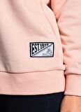 ALAMEDA Pembe Bisiklet Yaka Baskılı Oversize Kadın Sweatshirt