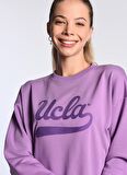 BARBARA Mor Oversize  Nakışlı Kadın Sweatshirt