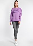 BARBARA Mor Oversize  Nakışlı Kadın Sweatshirt