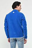 CORNING Mavi Yarım Fermuarlı Nakışlı Polar Erkek Sweatshirt