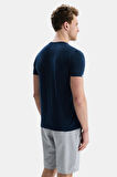 VANNESS Lacivert V Yaka Yaka Tshirt Düz Erkek Tshirt