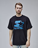 BURNLEY Siyah Bisiklet Yaka Baskılı Oversize Erkek Tshirt