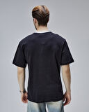 CAMDEN Siyah Bisiklet Yaka Baskılı Oversize  Erkek Tshirt