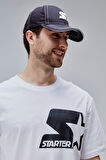 MAHONE Beyaz Bisiklet Yaka Baskılı Oversize  Erkek Tshirt
