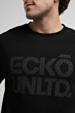 ASTORIA Siyah Bisiklet Yaka Baskılı Oversize Erkek Tshirt