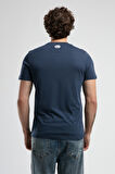 CORINTH Lacivert Bisiklet Yaka Baskılı Standard Fit Erkek Tshirt