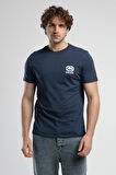 CORINTH Lacivert Bisiklet Yaka Baskılı Standard Fit Erkek Tshirt