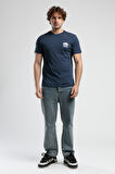 CORINTH Lacivert Bisiklet Yaka Baskılı Standard Fit Erkek Tshirt