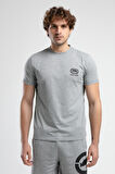 CORINTH Gri Bisiklet Yaka Baskılı Standard Fit Erkek Tshirt