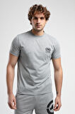 CORINTH Gri Bisiklet Yaka Baskılı Standard Fit Erkek Tshirt