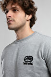 EASTSIDE Gri Bisiklet Yaka Nakışlı Loose Fit Erkek Sweatshirt