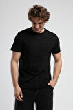 EMPIRE Siyah Bisiklet Yaka Nakışlı Standard Fit Erkek Tshirt