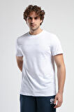 EMPIRE Beyaz Bisiklet Yaka Nakışlı Standard Fit Erkek Tshirt