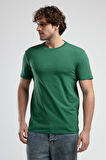 JOHNSON Yeşil Bisiklet Yaka Baskılı Standard Fit Erkek Tshirt