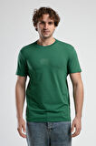 JOHNSON Yeşil Bisiklet Yaka Baskılı Standard Fit Erkek Tshirt