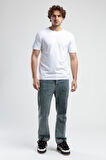 JOHNSON Beyaz Bisiklet Yaka Baskılı Standard Fit Erkek Tshirt