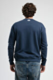 LIBERTY Lacivert Bisiklet Yaka Baskılı Loose Fit Erkek Sweatshirt
