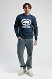 LIBERTY Lacivert Bisiklet Yaka Baskılı Loose Fit Erkek Sweatshirt