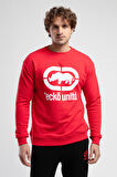 LIBERTY Kırmızı Bisiklet Yaka Baskılı Loose Fit Erkek Sweatshirt