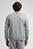LIBERTY Gri Bisiklet Yaka Baskılı Loose Fit Erkek Sweatshirt