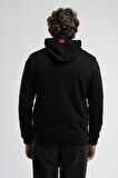 MAIDEN Siyah Kapüşonlu Nakışlı Standard Fit Erkek Sweatshirt