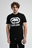 MARC Siyah_B Bisiklet Yaka Baskılı Standard Fit Erkek Tshirt