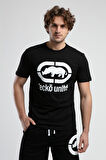 MARC Siyah_B Bisiklet Yaka Baskılı Standard Fit Erkek Tshirt
