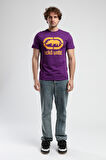 MARC Mor Bisiklet Yaka Baskılı Standard Fit Erkek Tshirt