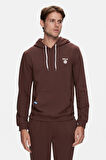 NEVADA Kahve Kapüşonlu Baskılı Standard Fit Erkek Sweatshirt