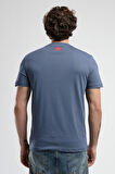 HARRIS Lacivert Bisiklet Yaka Baskılı Standard Fit Erkek Tshirt