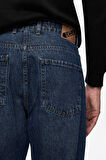 BENITO Koyu Mavi Denim Nakışlı Baggy Fit Erkek Pantolon