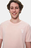 BASS Toz Pembe Bisiklet Yaka Baskılı Standard Fit Erkek Tshirt